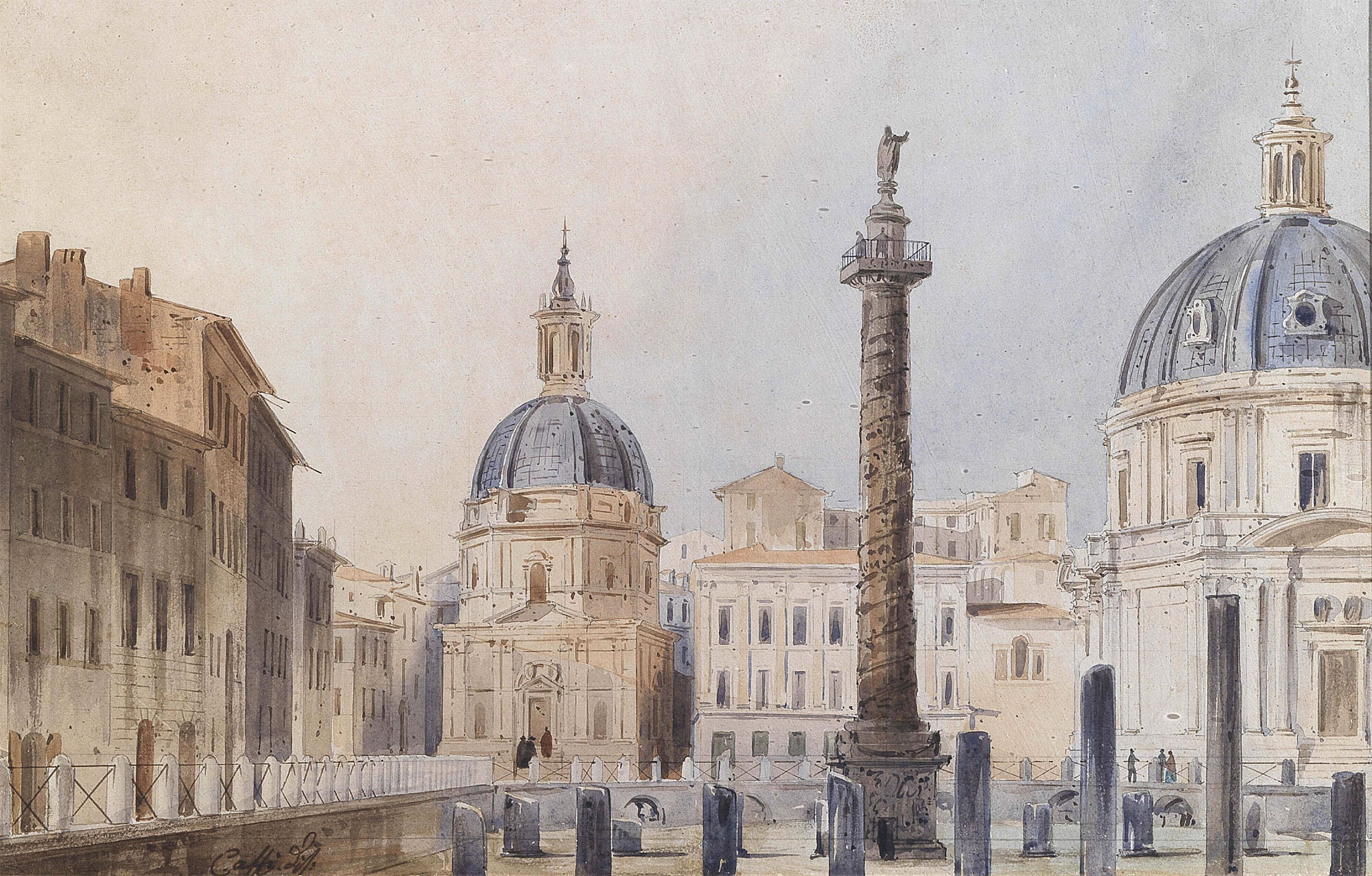 Ippolito Caffi,Veduta della Colonna Traiana (1835-1860, date indéterminée)